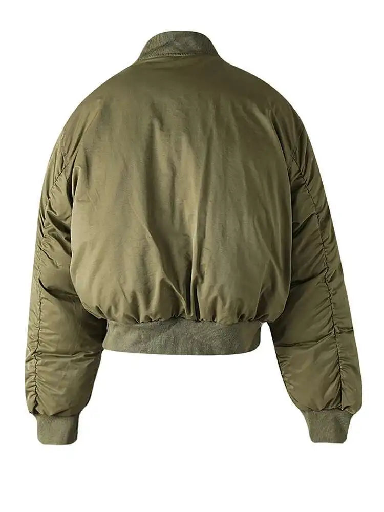 Army Green Thick Warm Big Size Cotton-padded Coat Long Sleeve Women Parkas Fashion Tide New Autumn Winter 2025 CPG2505