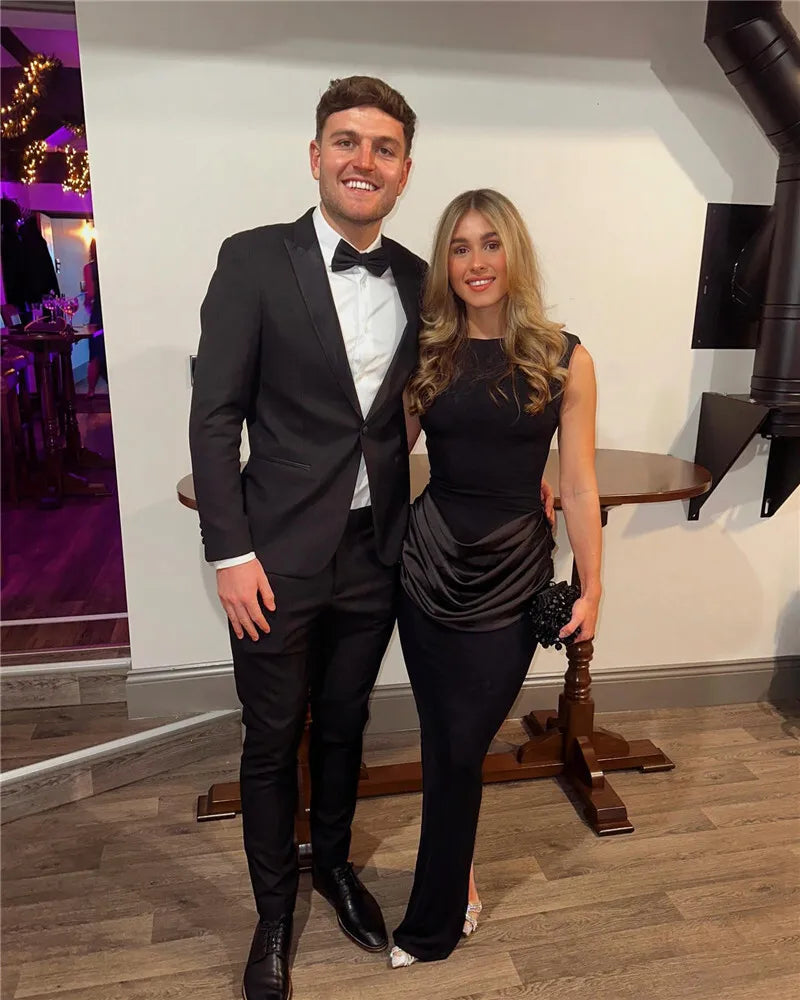 Sleeveless Ruched Sexy Maxi Dress For Women Gown Fashion Black O Neck High Waist Bodycon Club Party Long Dress Vestido