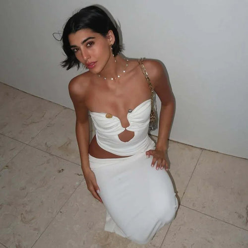 Load image into Gallery viewer, Strapless Hollow Out Sexy Maxi Dress Women Gown Summer New Off-shoulder Backless Sleeveless Beach Club Long Dress
