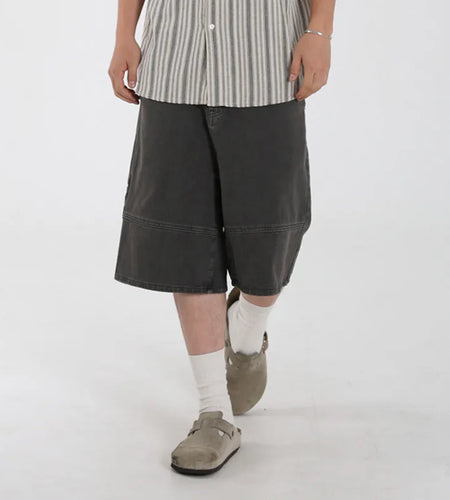 Male Denim Shorts New Summer Mid Length Pants Loose Korean Solid Color Simple Trendy Cropped Men's Bottoms 2025 9W1636