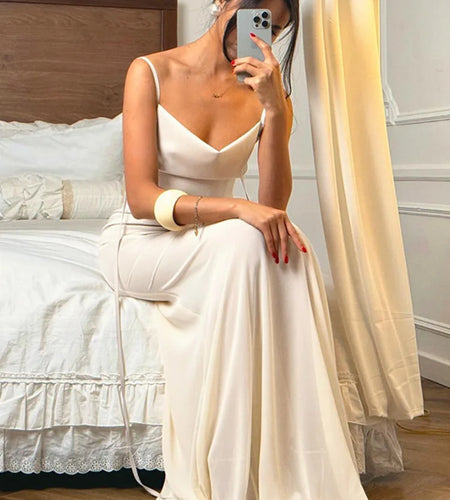 Spaghetti Strap Strapless Sexy Maxi Dress For Women Gown Elegant Off-shoulder Backless High Waist Bodycon Long Dress