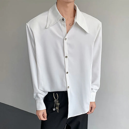 Load image into Gallery viewer, Men&#39;s Drape Shirts Male Long Sleeved Turn-down Collar New Cool Korean Single Breasted Silhouette Ice Silk Clothing 9W1383
