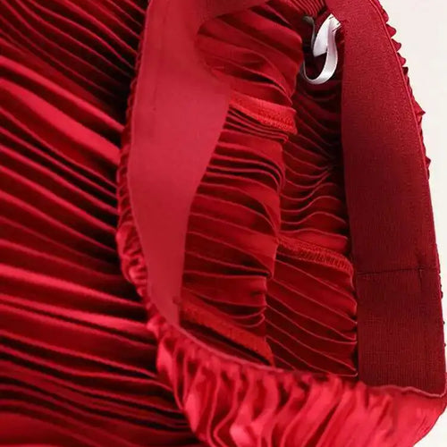 Load image into Gallery viewer, High Elastic Waist Red Brief Elegant Long Pleated Half-body Skirt Women Fashion Tide New Spring Autumn 2025 1DJ0169
