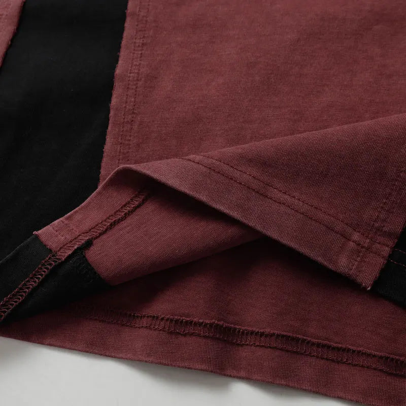 Men Vintage T-Shirt Y2K Grunge Patchwork Sport Urban Tshirt Streetwear Hip Hop Harajuku Punk Gothic Baggy Casual Cotton Top