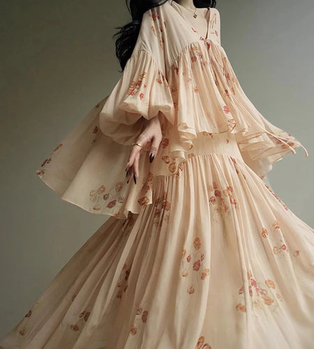 Elegant Two Piece Set For Women V Neck Long Sleeve Spliced Lace Up Top High Waist Dress Loose Sts Female Clothes