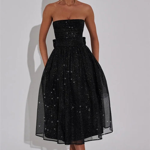 Load image into Gallery viewer, Off-shoulder Backless Bow Sexy Maxi Dress For Women Strapless Sleeveless A-line Loose Pleated Sexy Long Dress Clubwear
