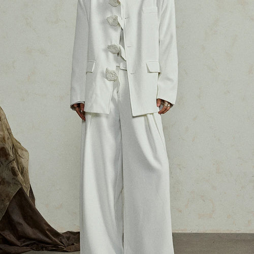 Load image into Gallery viewer, Women Three-dimensional Flower Big Size Blazer New Stand Collar Long Sleeve Jacket Fashion Tide Spring Autumn 2025 1DJ0287
