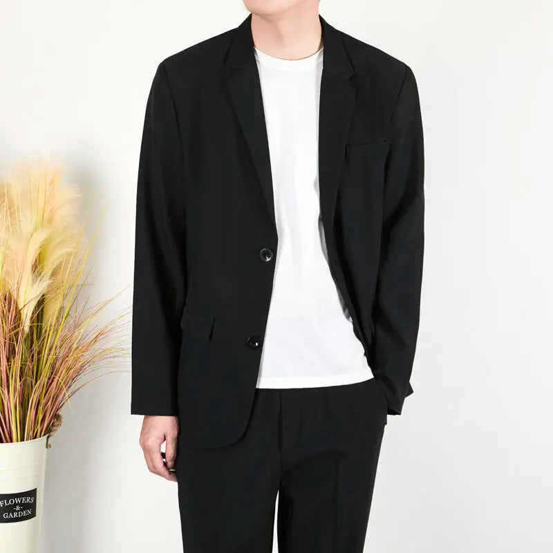 Male Suit Outerwear Highend Casual Men's Loose  Turn-down Collar Cool Trendy New Korean Fashionable Tide Suits 9W1214