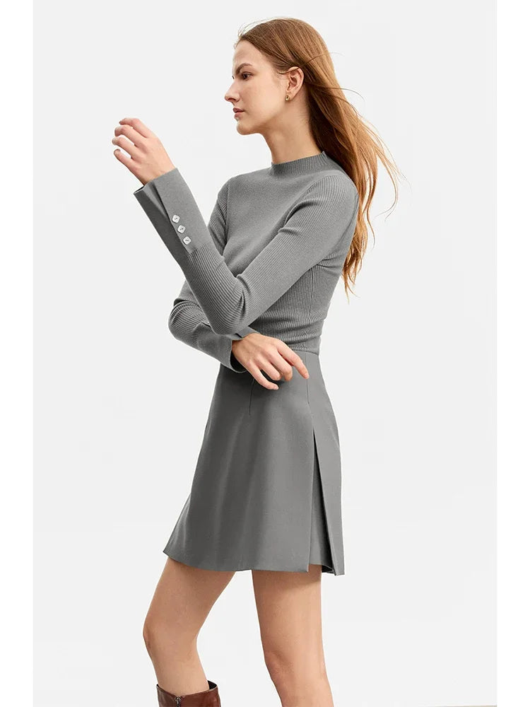 Minimalist Casual Shorts Skirts Women High Waist 2025 Spring New Fashion Commuter Straight A-Line Skirt 12343035