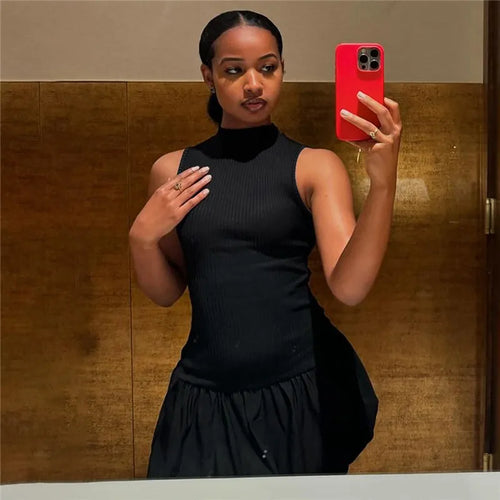 Load image into Gallery viewer, Hollow Out Backless Sleeveless Mini Dress For Women Summer New Fashion Solid O Neck Slim Pleated Dress Elegant 2024
