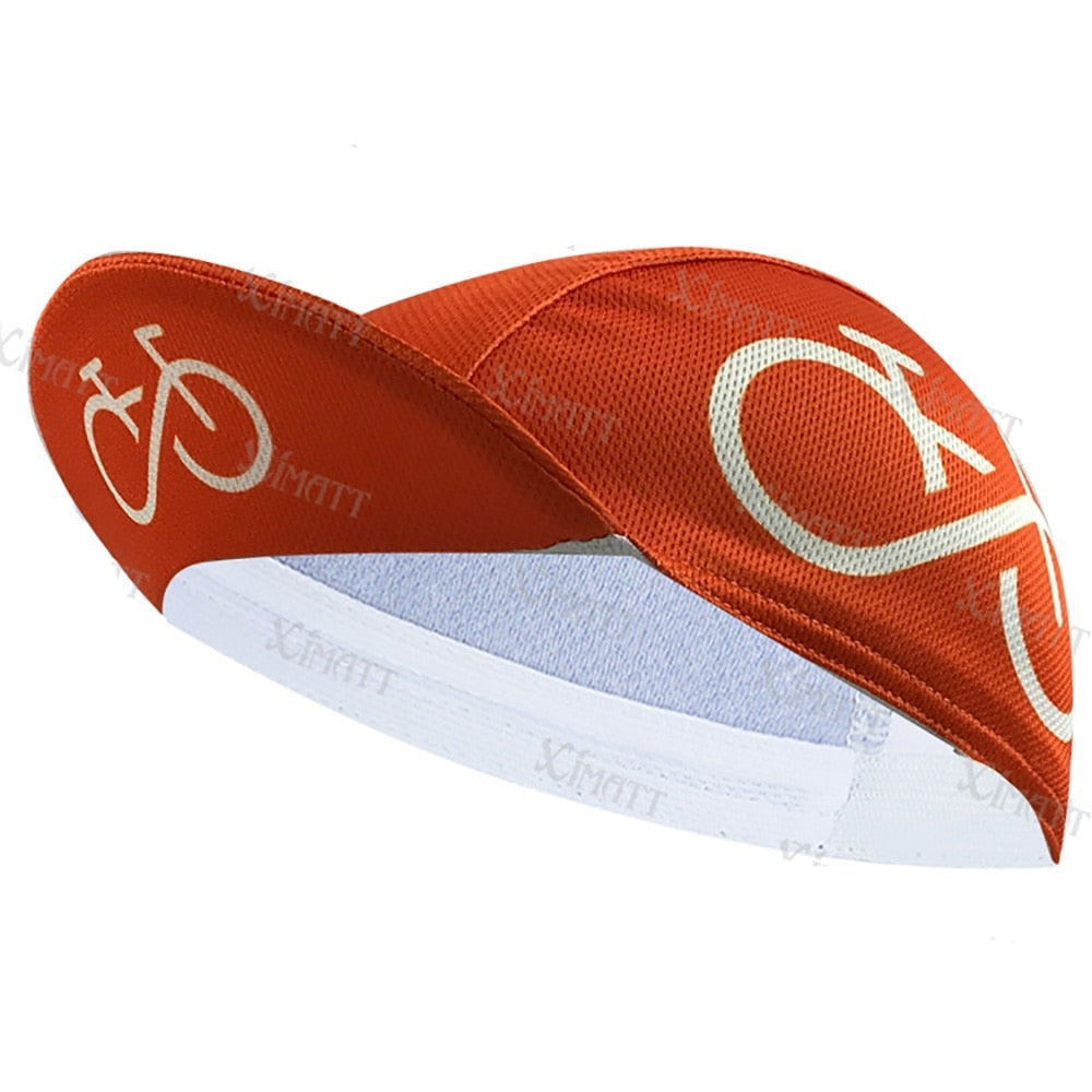 Classic Orange Bicycle Patter Polyester Cycling Caps Essential Equipment Bike Hats For Outdoor Road Quick Dry Breathable