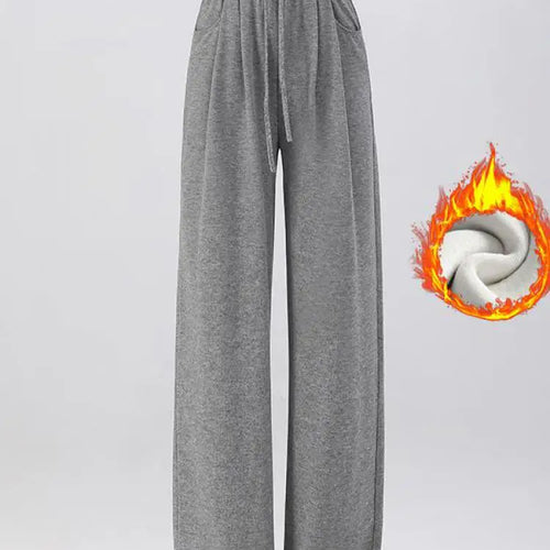 Load image into Gallery viewer, Winter Women Solid Velvet High Waist Drawstring Pant Korean Fashion Versatile Wide Leg Trousers Casual Thick New 2024 Trend Chic
