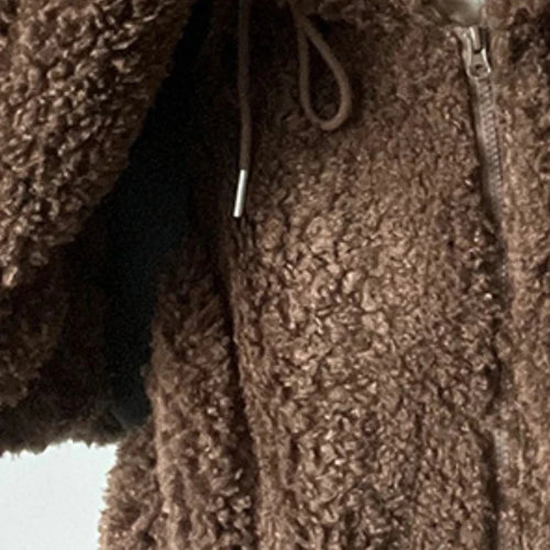 Load image into Gallery viewer, Y2k Aesthetic Zipper Hooded Harajuku Tops Casual Grunge Loose Drawstring Coats Women Streetwear Kawaii Cute Fluffy Warm Jackets
