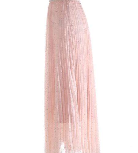 High Elastic Waist Black Pleated Rhinestones Shining Half-body Skirt Women Fashion Tide New Spring Autumn 2025 1DJ1271