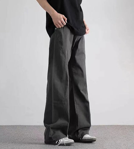 American Style Men's Denim Pants Solid Color Casual Washing Worn-out Straight Leg Boot-cut Trousers Male Jeans Tide 9W1222