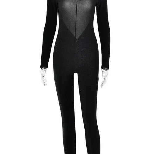 Load image into Gallery viewer, Sexy Tight Shiny Long Sleeve Jumpsuit Women Backless Skinny Elastic Slim Fit Jumpsuit Casual Charm Party Club Autumn New
