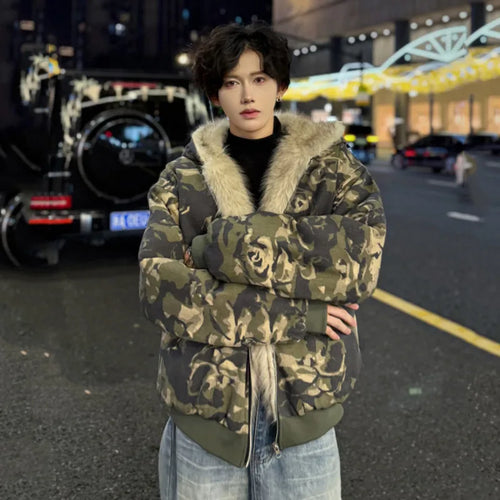 Load image into Gallery viewer, American Winter Camouflage Jacket Hooded Men Zipper Contrast Color Patchworkwork Casual Clothing 2024 Fashion Tide 9C9020
