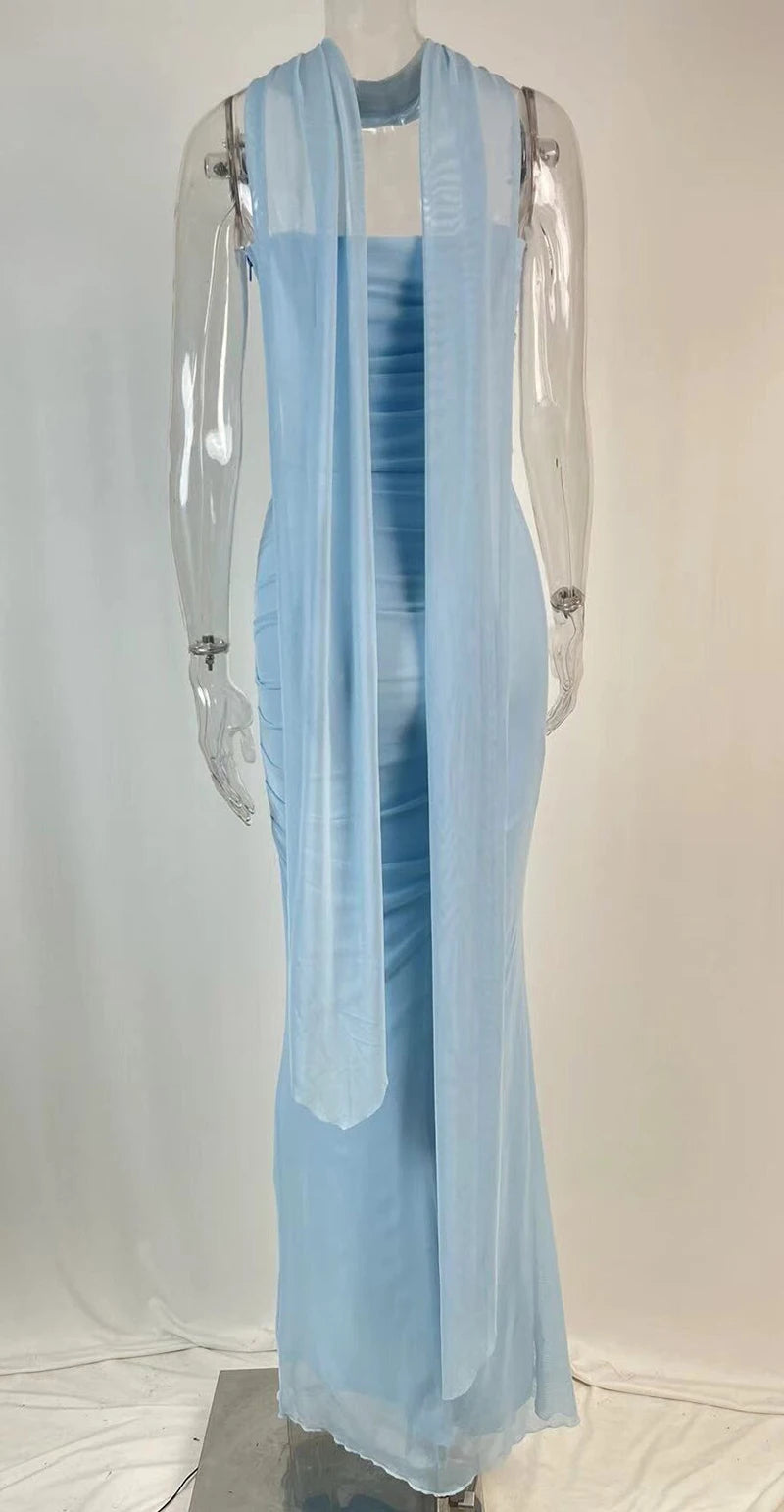 Sexy Two Pieces Sets For Women Strapless Off-shoulder Sleeveless Tops And Elegant High Waist Long Skirt Two Pieces Sets