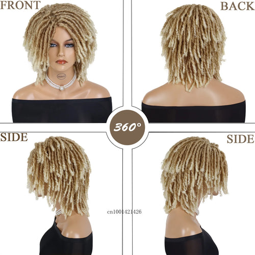 Load image into Gallery viewer, Synthetic Hair Coiled Twists Wigs Women Short Dreadlocks Afro Curly Hairstyles Layered Twisted Locks Locs Realistic Weaving Cap
