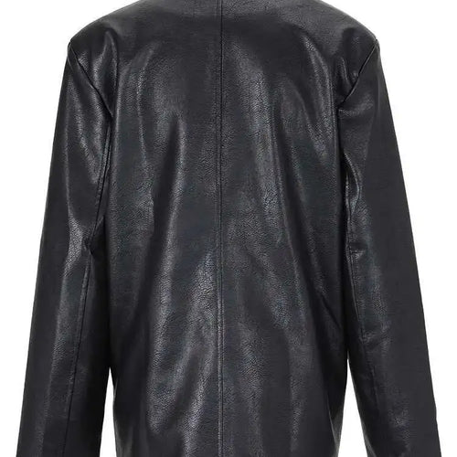 Load image into Gallery viewer, Women Black Pu Leather Big Size Blazer New Lapel Long Sleeve Loose Fit Jacket Fashion Tide Spring Autumn 2025 CPG0476
