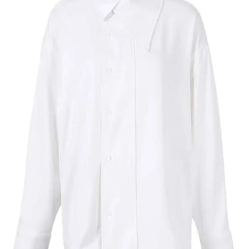 Load image into Gallery viewer, Women White Irregular Big Size Casual Blouse New Lapel Long Sleeve Loose Fit Shirt Fashion Tide Spring Autumn 2025 CPG0792
