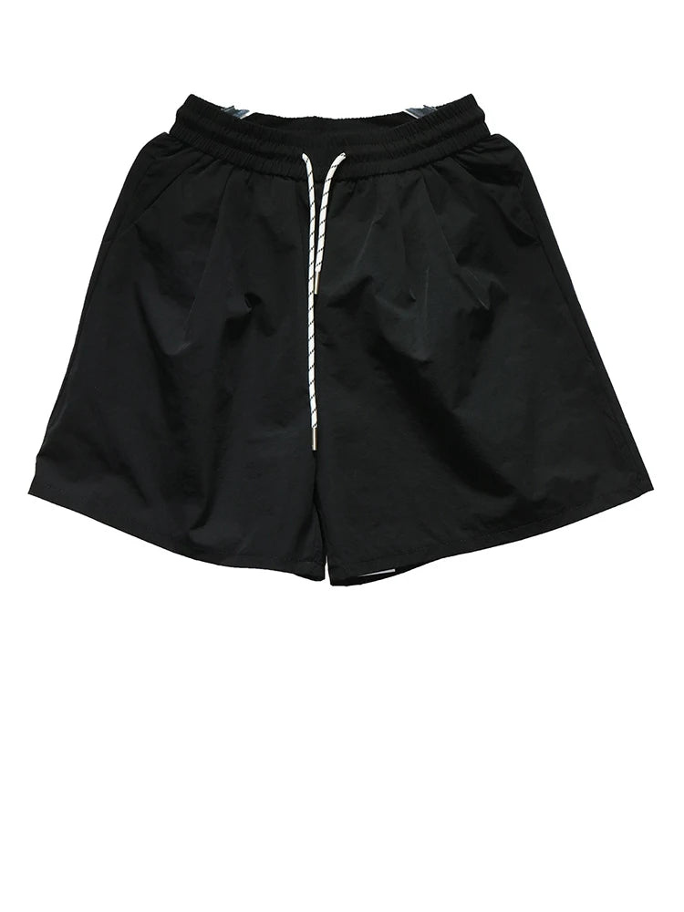 Women White Drawstring Pocket Casual Wide Leg Shorts New High Waist Trousers Fashion Tide Spring Summer 2025 1DJ1389