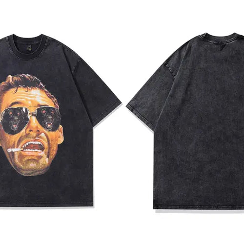 Load image into Gallery viewer, Men Vintage Tshirt Funny Graphic Print Black Oversized T-Shirt Streetwear Hip Hop Harajuku Cotton Loose Summer Fashion Top Tees
