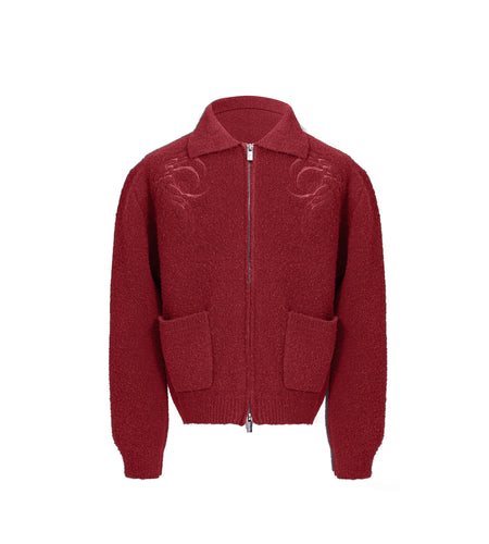 Granular Sensation Solid Color Male Sweater Turn-down Collar 2024 Autumn Winter Pocket Men's Wear Zipper Tide 24E5179