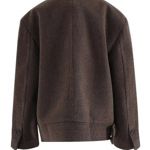 Load image into Gallery viewer, Brown Thick Big Size Double Breasted Woolen Coat New Lapel Long Sleeve Women Jacket Fashion Autumn Winter 2025 CPG2458
