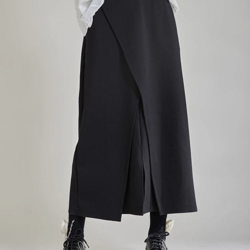 Load image into Gallery viewer, High Waist Black Irregular Slit Hem Spliced Elegant Half-body Skirt Women Fashion Tide New Spring Autumn 2025 1DH9887
