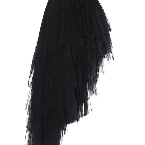 Load image into Gallery viewer, High Elastic Waist Blue Irregular Mesh Layers Cake Half-body Skirt Women Fashion Tide New Spring Autumn 2025 1DH9418
