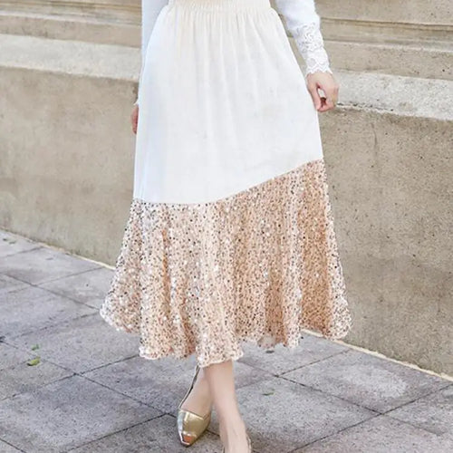 Load image into Gallery viewer, Autumn Winter Vintage Patchwork Sequin Wrap Hip Long Velvet Skirts Women's 2024 Elegant High Waist Pleated Fishtail Skirt French
