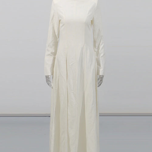 Load image into Gallery viewer, Solid Slimming Side Split Dresses for Women High Neck Long Sleeves Tunic Minimalist Chic Dress Female Clothing New
