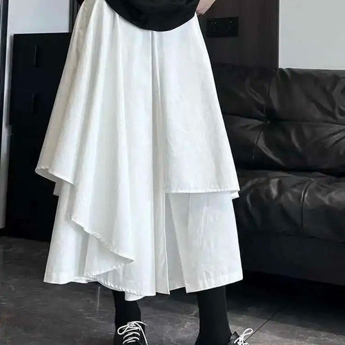 Load image into Gallery viewer, High Elastic Waist Beige Irregular Layers A-line Half-body Skirt Women Fashion Tide New Spring Autumn 2025 1DH5521
