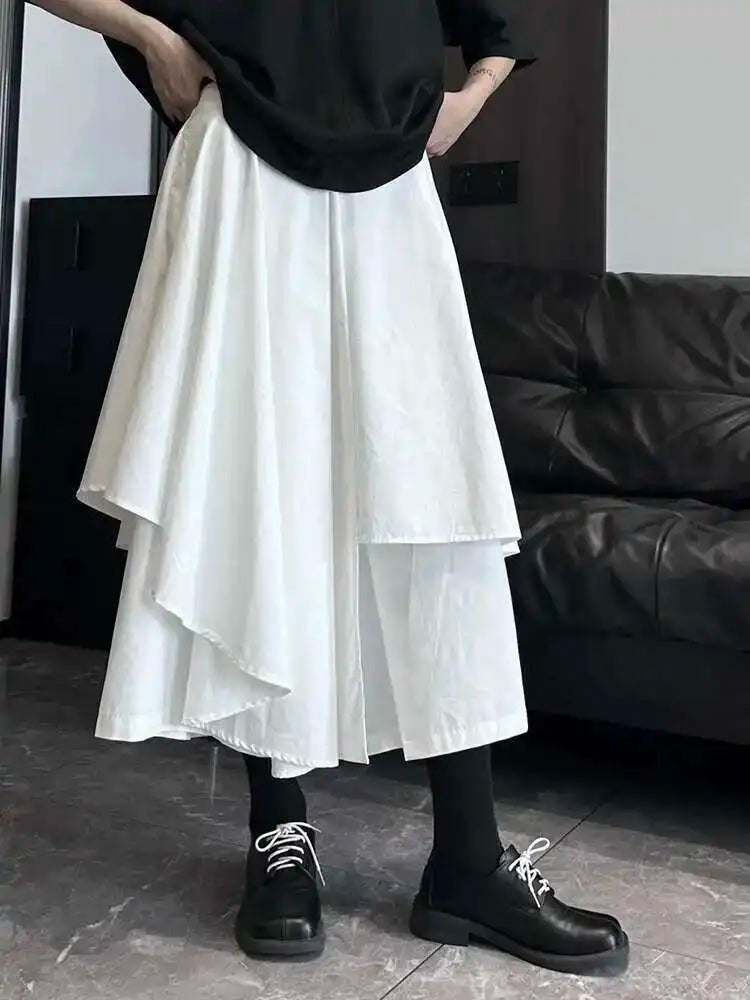 High Elastic Waist Beige Irregular Layers A-line Half-body Skirt Women Fashion Tide New Spring Autumn 2025 1DH5521