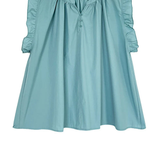 Load image into Gallery viewer, Women Green Purple Ruffles Big Size Elegant Blouse New V-Neck Sleeveless Shirt Fashion Tide Spring Summer 2025 1DJ1563
