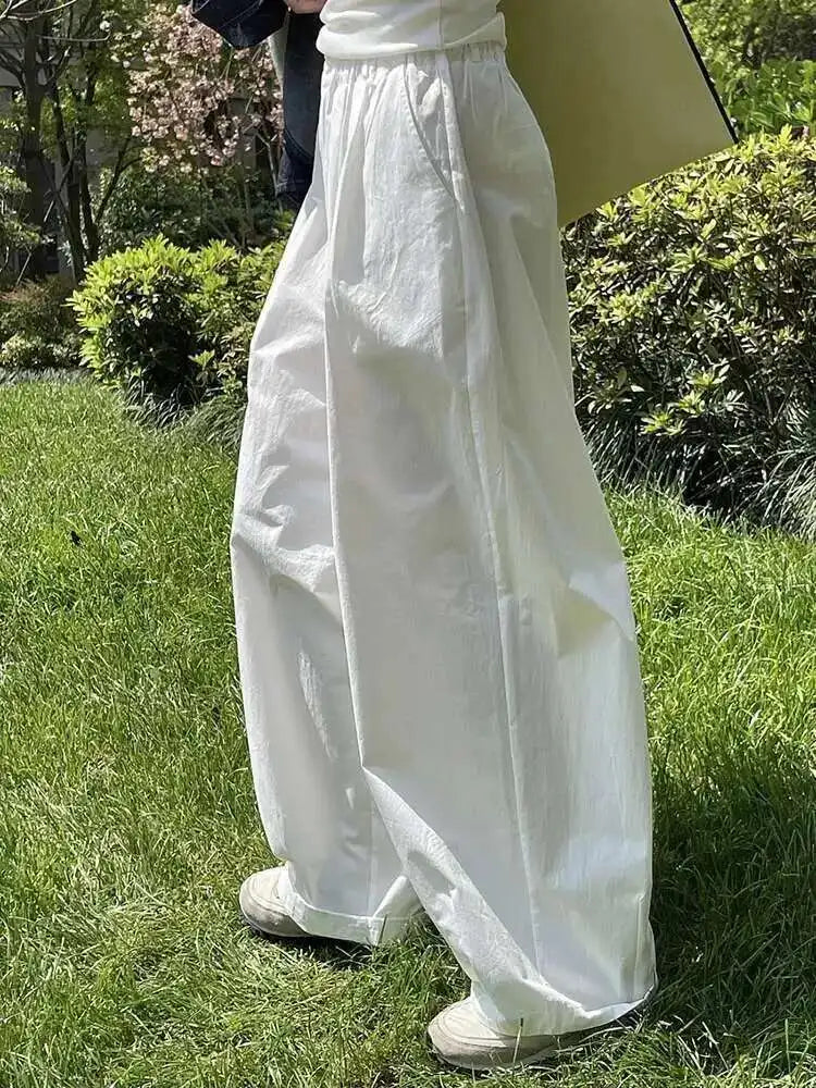 High Elastic Waist White Brief Shaped Long Wide Leg Pants New Trousers Women Fashion Tide Spring Autumn 2025 1DH6470