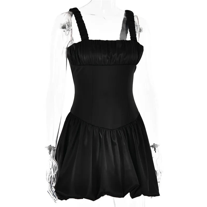 Elegant Satin Corset Mini Dress For Women  Fashion New Spaghetti Strap Sleeveless Backless A-line Club Party Sexy Dress