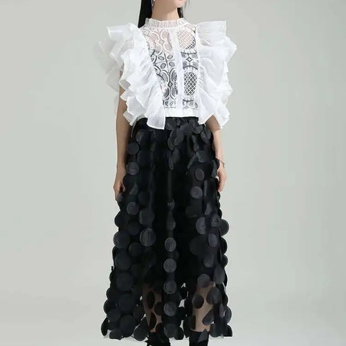 Load image into Gallery viewer, High Elastic Waist Black Dot Three-dimensional Long Half-body Skirt Women Fashion Tide New Spring Autumn 2025 1DF8427
