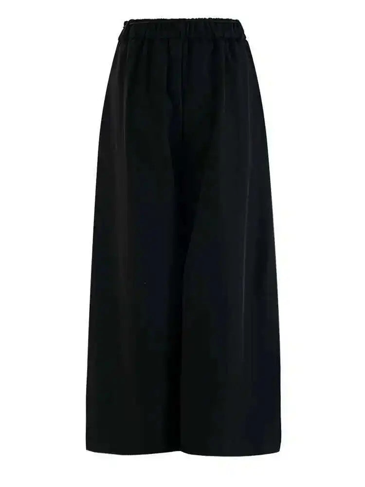 High Elastic Waist Black Irregular Bandage Long Wide Leg Pants New Trousers Women Fashion Tide Spring Autumn 2025 CPG2302