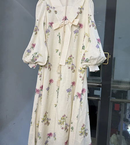 Hit Color Loose Spliced Lace Up Dresses For Women Lapel Long Sleeve High Waist Temperament Long Dress Female New