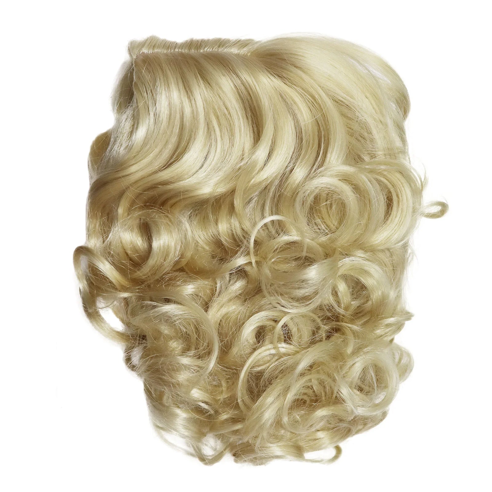 Synthetic Cosplay Wig Short Curly Hair Platinum Blonde Wigs for White Women Fluffy Curls Flip 60s Gatsby Hairstyle Wigs