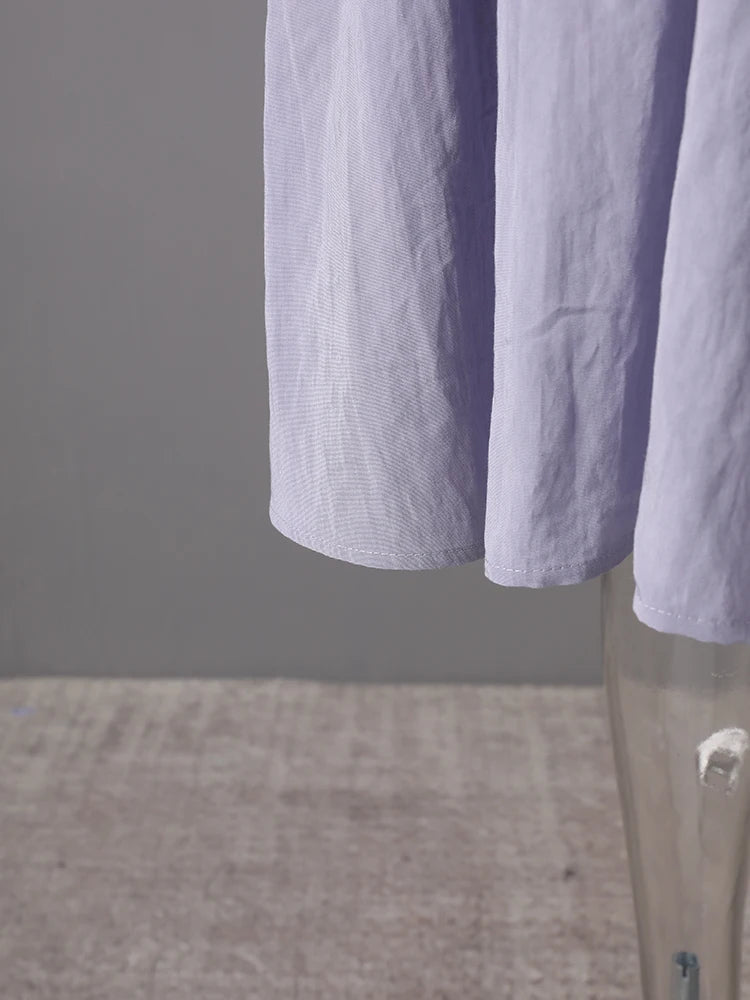 Women Light Purple Irregular Spliced Big Size Vest Dress New Round Neck Sleeveless Fashion Tide Spring Summer 2025 CPG3083