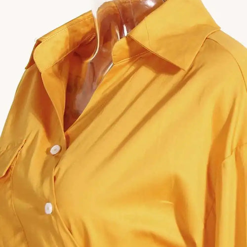 Load image into Gallery viewer, Women White Irregular Bandage Slit Shirt Dress New V-Neck Long Sleeve Loose Fit Fashion Tide Spring Autumn 2025 1DE9884
