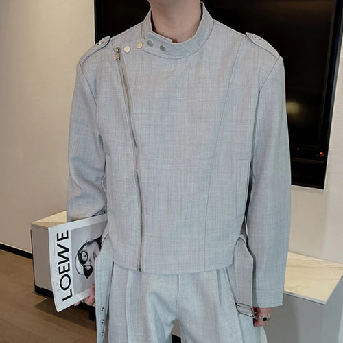 Load image into Gallery viewer, Men&#39;s Jacket New Spring Korean Solid Color Slant Zipper Handsome Design Male Stand Collar Casual Stylish Clothing 9W1413
