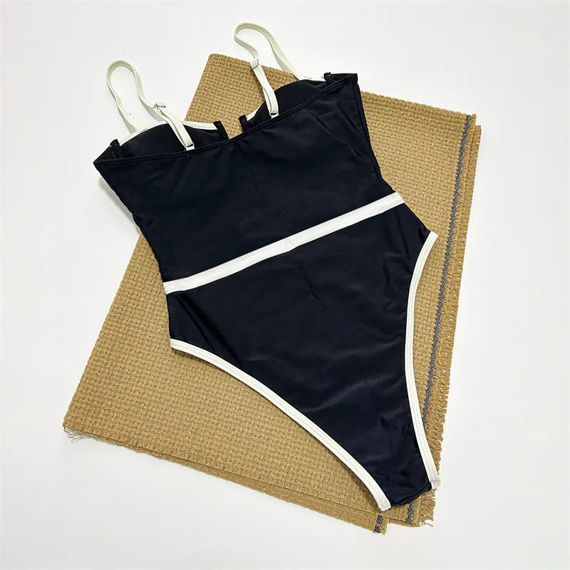 Sexy Patchwork Underwired Women Swimwear One Piece Swimsuit Female Monokini High Waist Bathing Suit