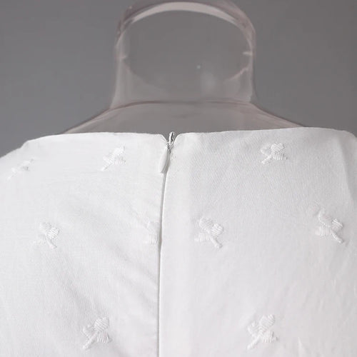 Load image into Gallery viewer, Women White Lace Hollow Out Elegant Slim Dress New Square Collar Short Sleeve Fashion Tide Spring Summer 2025 CPG3161
