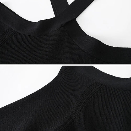 Load image into Gallery viewer, Solid Loose Knitting Sweaters For Women Halter Long Sleeves Cold Shoulder Temperament Sweater Female Fashion
