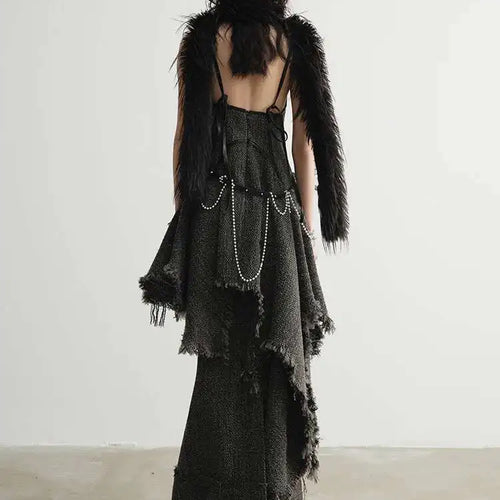 Load image into Gallery viewer, High Waist 25% Wool Burr Holes Floor-Length Elegant Half-body Skirt Women Fashion Tide New Autumn Winter 2025 1DH4037
