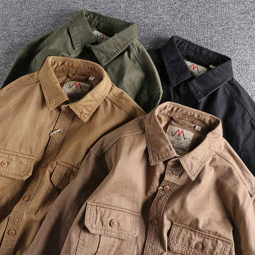 Load image into Gallery viewer, Fashion Wash n-style uniform long-sleeved shirt men&#39;s double pockets casual youth jacket thin coat
